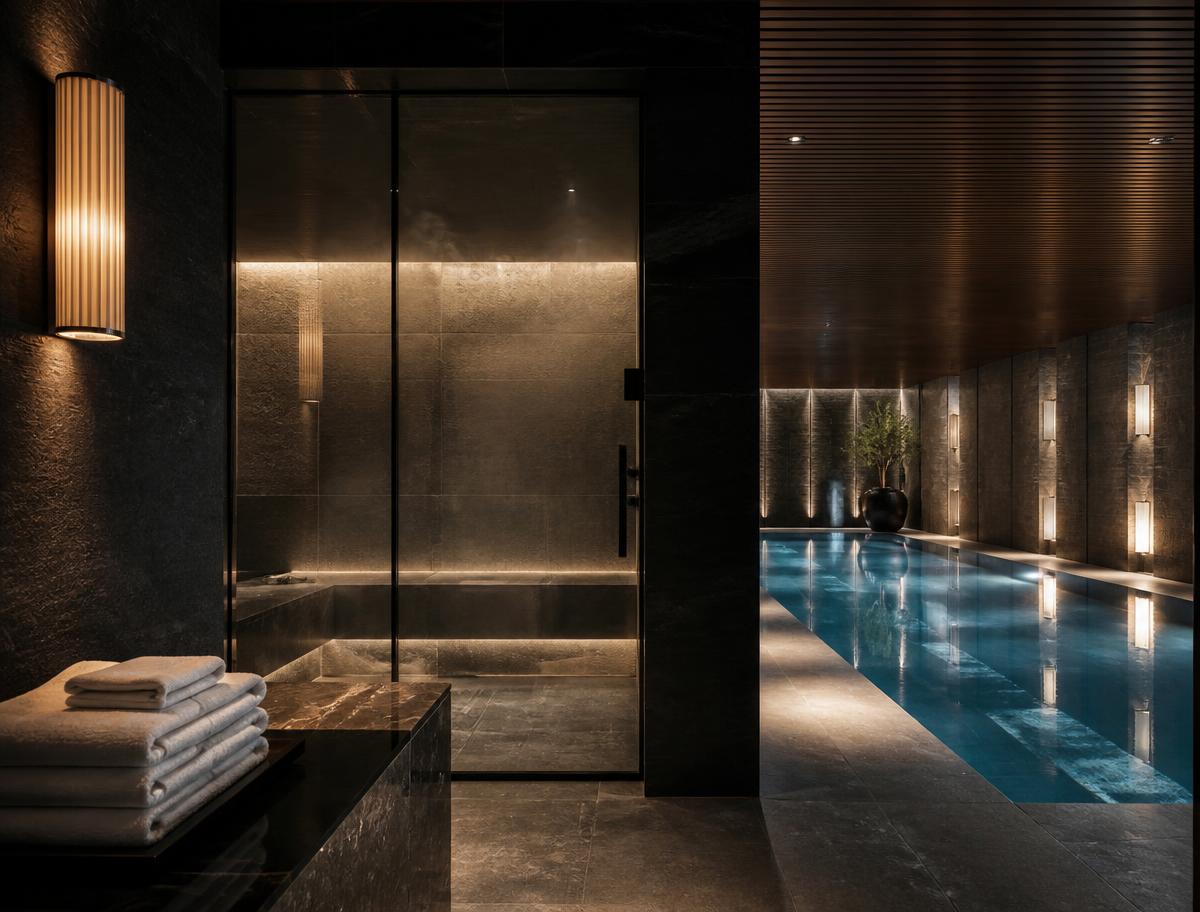 NoeClub thermal suite and recovery spa with marble and soft lighting